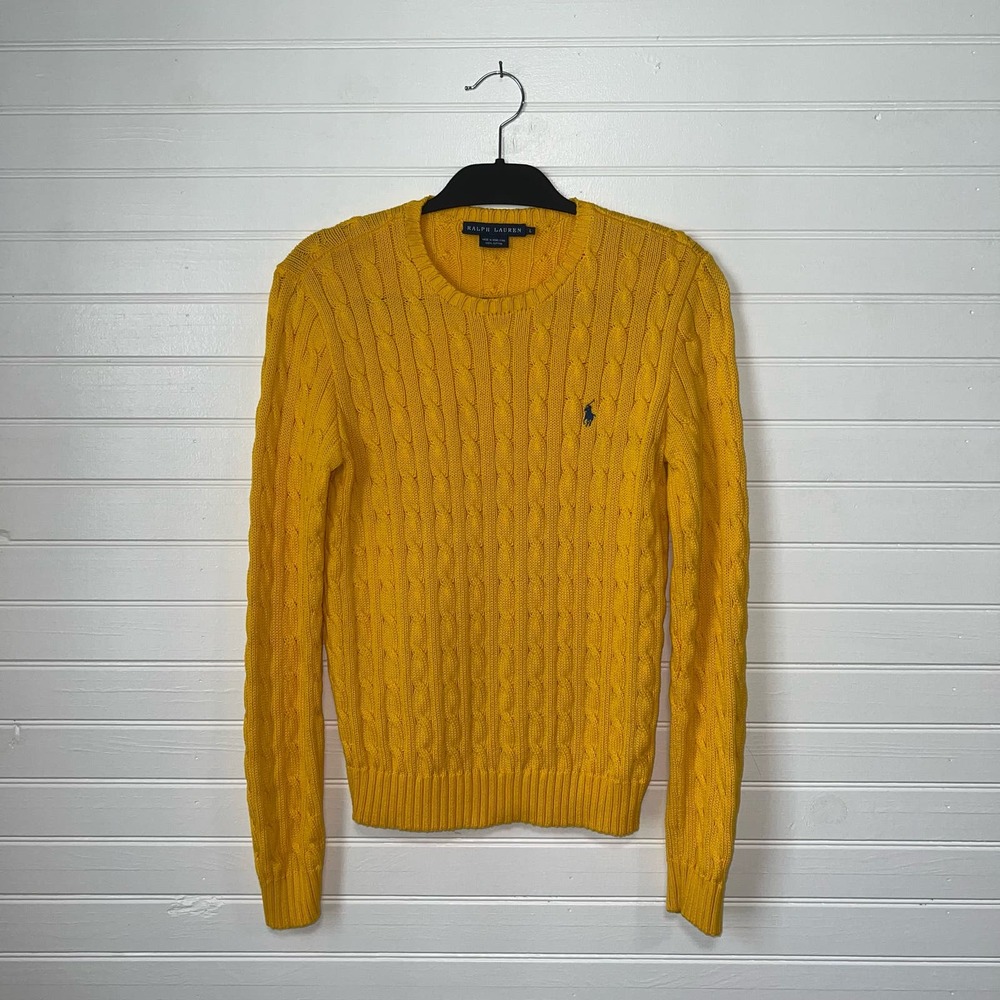 Vintage 90s Ralph Lauren Size Large Cable Knit Preppy Fisherman Aran Sweater